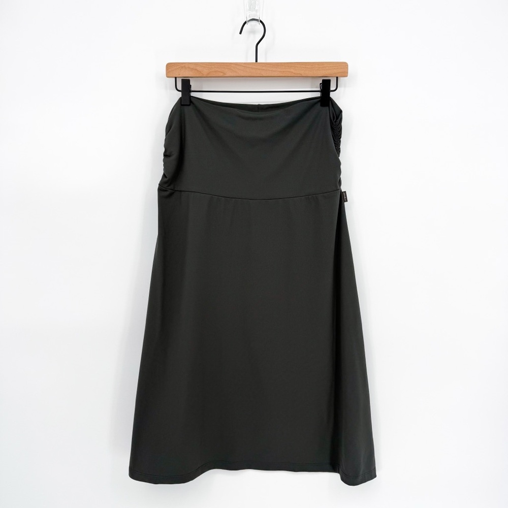 Eddie Bauer Casual A-line Fold Over Midi Skirt Gray Medium